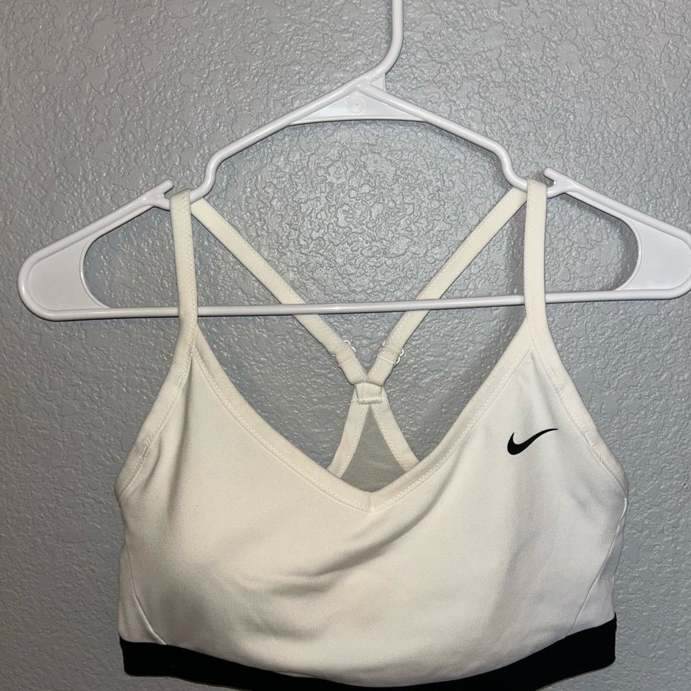 Nike Women's Cream Sports Bra with Black Trim